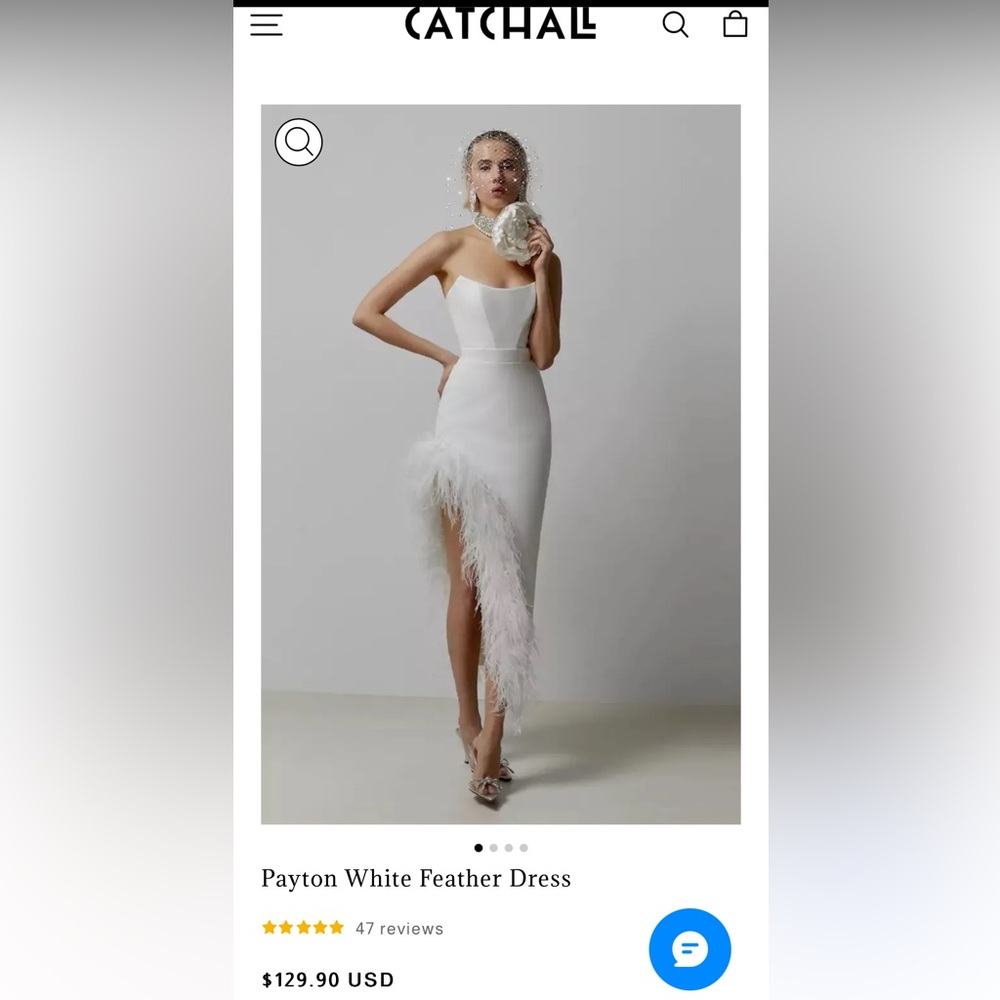 White Feather Dress XS